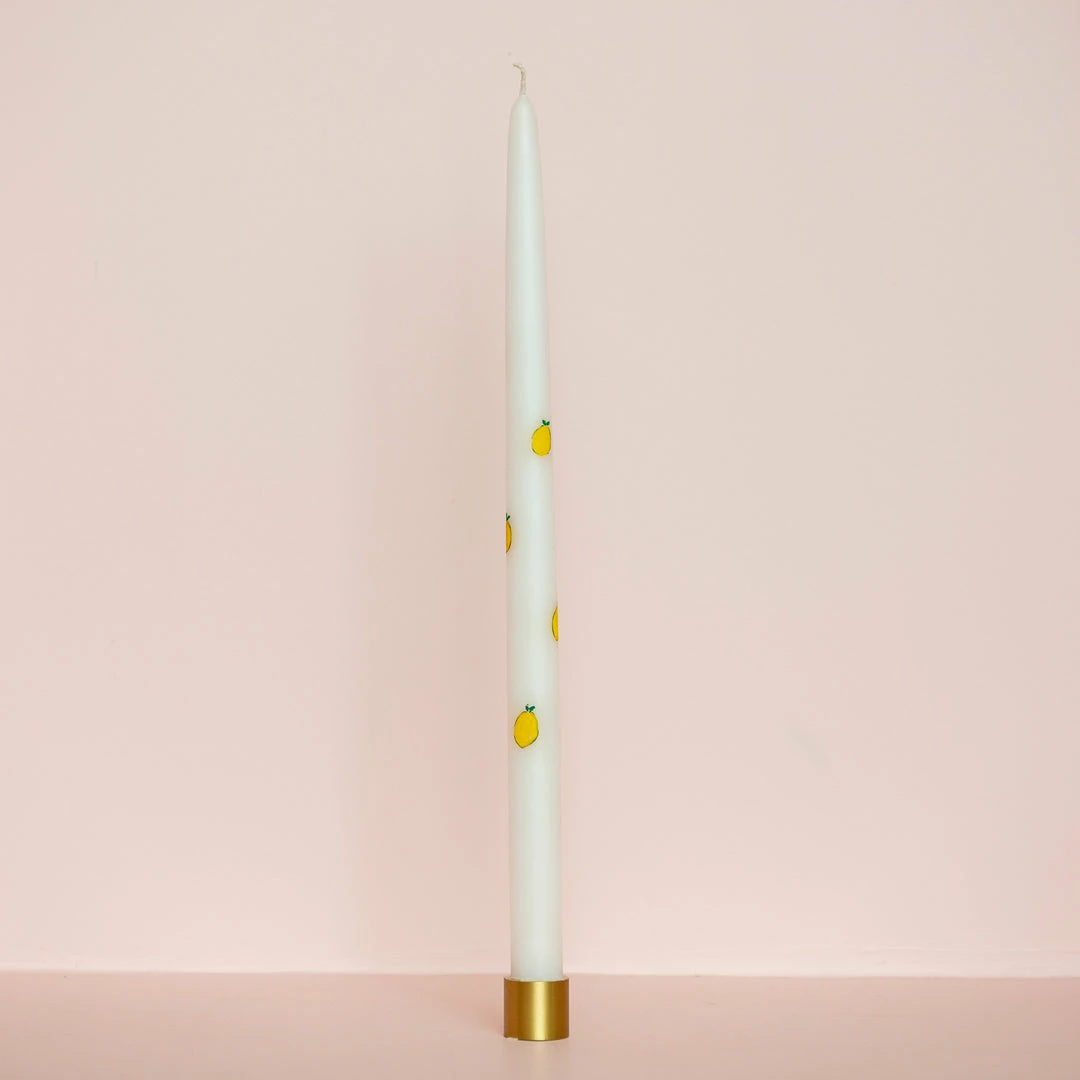 Ohitsperfect Lemon Hand Painted Tapered Candle - 38cm Bridal Shower & Hens 3 Ohitsperfect Lemon Hand Painted Tapered Candle - 38cm Bridal Shower & Hens