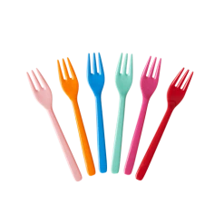 Ohitsperfect Melamine Cake Forks 6pcs Assorted 'Choose Happy' Colours Kids Birthday