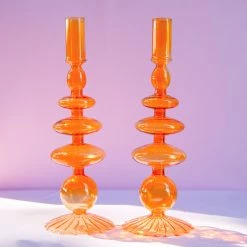 Ohitsperfect Apricot Jewelled Candle Holder Orange