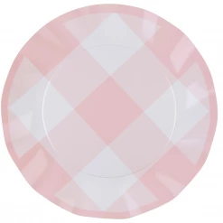 Ohitsperfect Pink Gingham Wavy Paper Dinner Plate