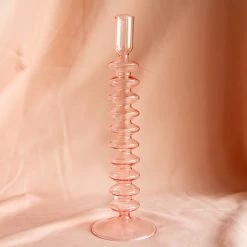Ohitsperfect Blush Ripple Glass Candle Holder