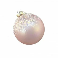 Christmas Pink Glitter Glass Bauble