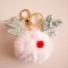 Ohitsperfect Christmas Elk Pom Pom Glitter Key Ring