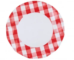 Ohitsperfect Red Gingham Wavy Paper Dinner Plate Bridal Shower & Hens