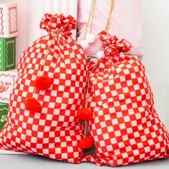Ohitsperfect Red Pink Checkered Santa Sack