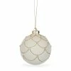 Christmas Scalloped Deco Glass Bauble With Pearls